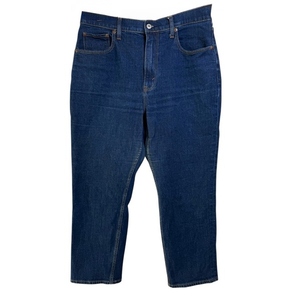 A&F Curve Love Ultra High Rise Ankle Straight Jean Sz 10 Short Petite Dark Wash - Picture 2 of 10